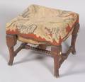 French Rococo Beechwood and Needlepoint Upholstered Stool