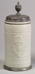 Saxony White Stoneware Tankard