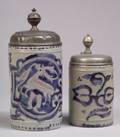 Two Westerwald Blue Glazed Stoneware Tankards