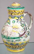 Polychrome Decorated Tin Glazed Earthenware Jug