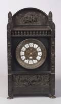 Tiffany  Co Black Slate and Patinated Metal Mantel Clock