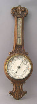 Victorian oak barometer