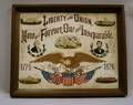 Framed United States Centennial Patriotic Needlework Motto and Pictorial Panel