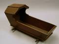 Miniature Red Painted Hooded Wooden Rocking Cradle