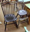 Black Painted Windsor Birdcage Side Chair and a Black Painted Childs Windsor High Chair