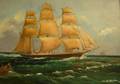 Framed Oil on Canvas Painting of a Clipper Ship