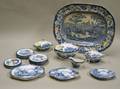 Twentyone Piece Childs Ridgways Blue and White Scenes of Charles Dickens Old Curiosity Shop Pattern Staffords