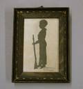 Framed Cut and Paste Fulllength Silhouette of a Boy with a Rifle