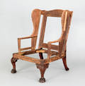 Rare Chippendale carved mahogany hairy paw foot easy chair probably Charlestown South Carolina ca 1755