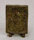19th Century Russian Sterling Silver Mounted Painted Wooden Panel Icon