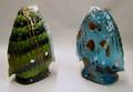 Two Colored Art Glass Fishform Hanging Light Shades
