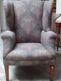 Georgianstyle Upholstered Cherry Wing Chair