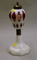 White Cut to Ruby Overlay Glass Oil Table Lamp Base