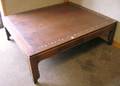 Asian MotherofPearl Inlaid Hardwood Square Low Table with Four Drawers