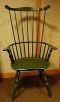 Green Painted Contemporary Windsor Fanback Knuckle Armchair