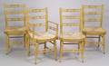 Assembled Set of Ten Fancy Paint Decorated Bambooturned Dining Chairs