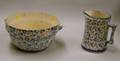Blue and White Spongeware Pitcher and Bowl