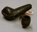 JM Sterling Silvermounted and Inlaid Burlwood Pipe