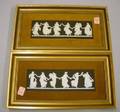 Pair of Framed and Mounted Wedgwood Solid Black Jasper Dancing Hours Plaques