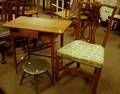 Federal Side Table with Drawer a Chippendale Upholstered Cherry Side Chair and a Green Painted Windsor Bambooturned Splayleg Footst