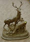 Cast Metal Deer Figural Group