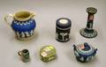 Four Pieces of Wedgwood Jasperware a Copeland Jug and a Miniature Cobalt Decorated Stoneware Mug