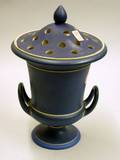 Wedgwood Dark Blue Jasper Dip TwoHandled Vase and Cover