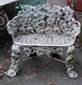 White Painted Cast Iron Grapevine Pattern Garden Bench