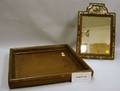Pine and Reversepainted Glass Courting Mirror a Pine Moldededge Tray