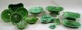 Thirteen Wedgwood Green Glazed Majolica Dishes