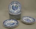 Twentyfour Wedgwood Blue Transfer Printed College Plates