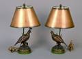 Pair of painted pheasant table lamps