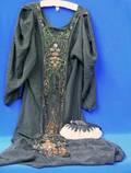 1920s Black Silk and Cut Steel Silk and Kid Lined Purse and a 1920s Black Silk and Net Chemise Dress