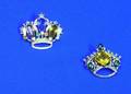 Two Sterling Silver and Glass Crownform Pins