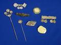 Eight GrecoRoman Inspired Silver Metal or Gilt Silver Pins