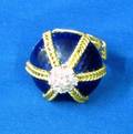 14kt Gold Diamond and Enamel Dome Ring