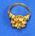 Enamel Decorated 14kt Gold and Diamond Cluster Ring