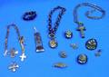 Thirteen Victorian Tortoiseshell and Jet Jewelry Items