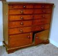 Country Stained Pine TenDrawer over Cabinet Doors Chest