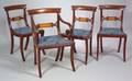 Set of Six Classicalstyle Inlaid and Carved Mahogany Dining Chairs