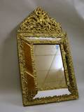 Baroquestyle Repousse Brass Mounted Mirror