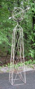 White Painted Iron Garden Trellis Obelisk with Orb