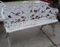 White Painted Cast Iron Fern Pattern Garden Settee
