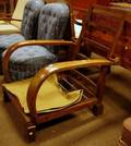 GermanAustrian Walnut Adjustableback Morris Chair with Upholstered Cushion Back and Seat