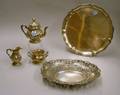 Threepiece German 800 Fine Tea Set a Tray and a Reticulated Basket
