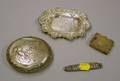 Sterling Silver Pocketknife Repousse Oval Box Vinaigrette and a Tiffany  Co Card Tray