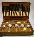 Fiftyone Piece Silver Plated Flatware Set with a Set of Nineteen Ivorene Handled Knives and Carving Pieces