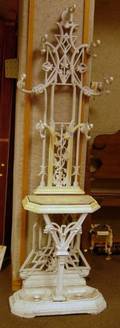 White Painted British Victorian Cast Iron Hall Tree