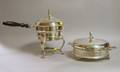 Silver Plated Covered Chafing Dish on Stand and Silver Plated Covered Warming Dish