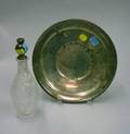 Preisner Sterling Silver Cake Plate and a Continental Colorless Cut Glass Cruet Bottle